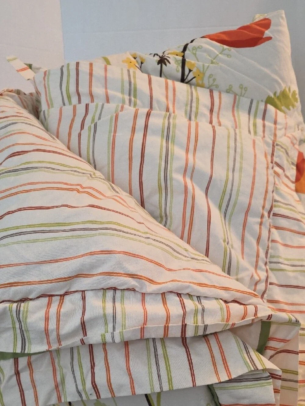Botanical Modern Botanical Stems Poppy Revisable Stripes Twin Comforter